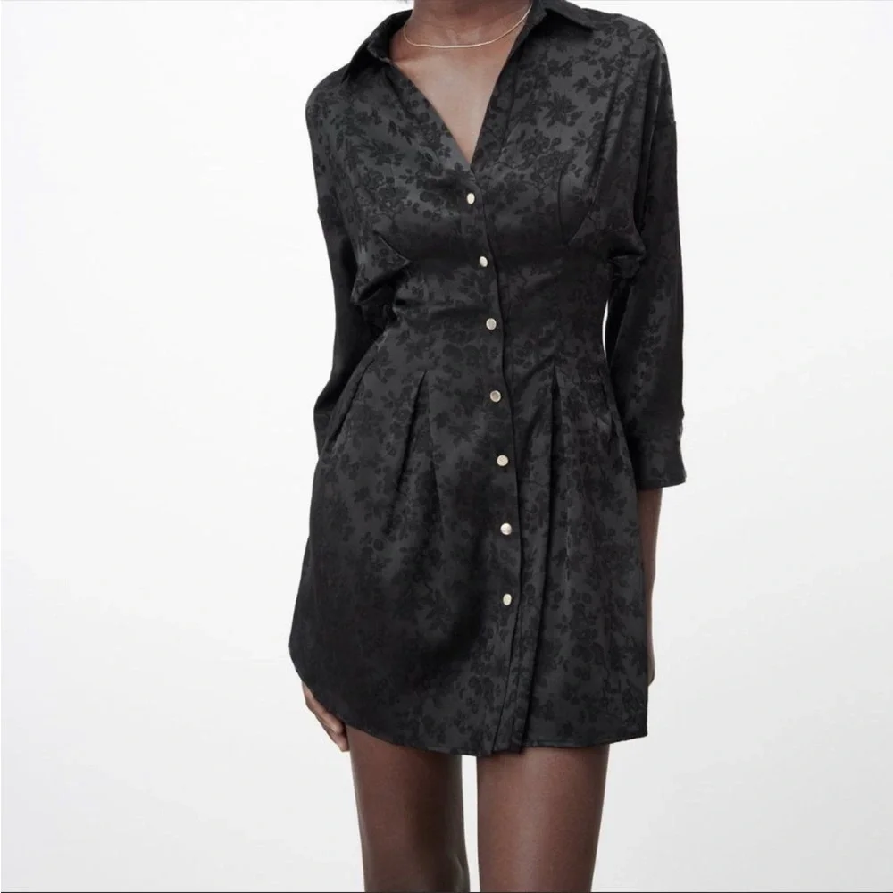 NWT black Jacquard shirt dress - Picture 8 of 8